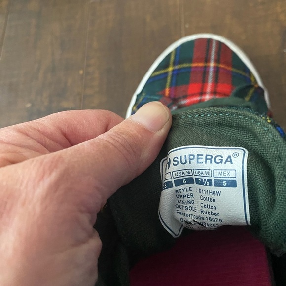 Superga 2431 Suede High top lace up green plaid sneakers - Picture 8 of 11